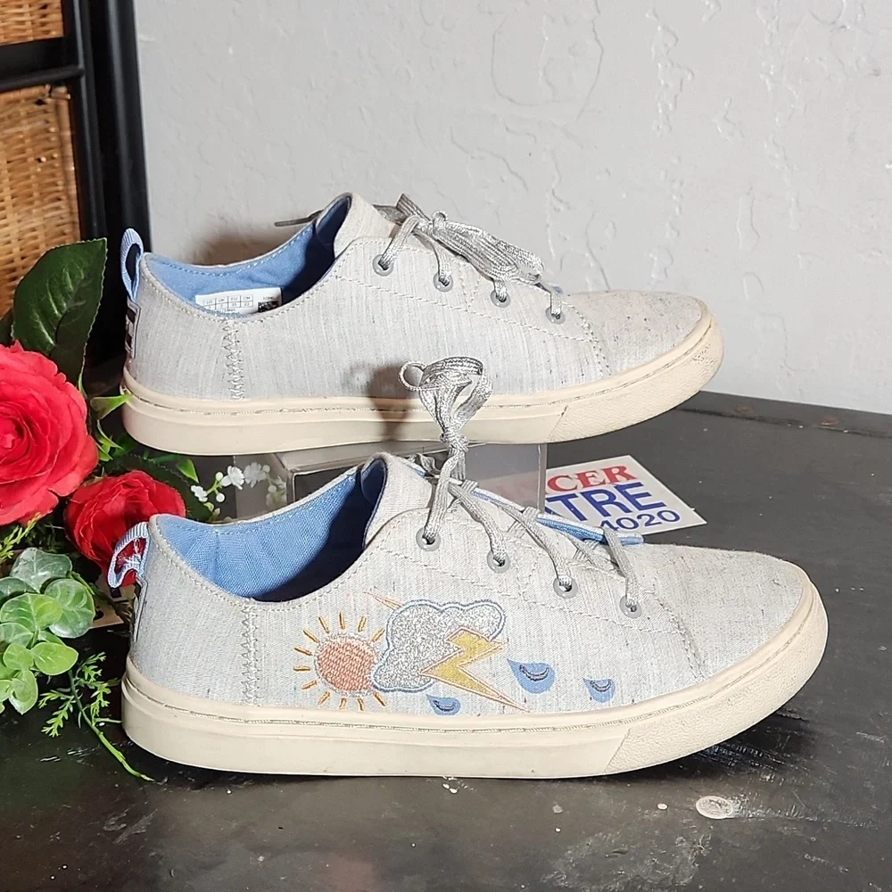 TOM'S 3Y Lenny Grey Multi Speckle Drizzly Weather Lace Up Shoes